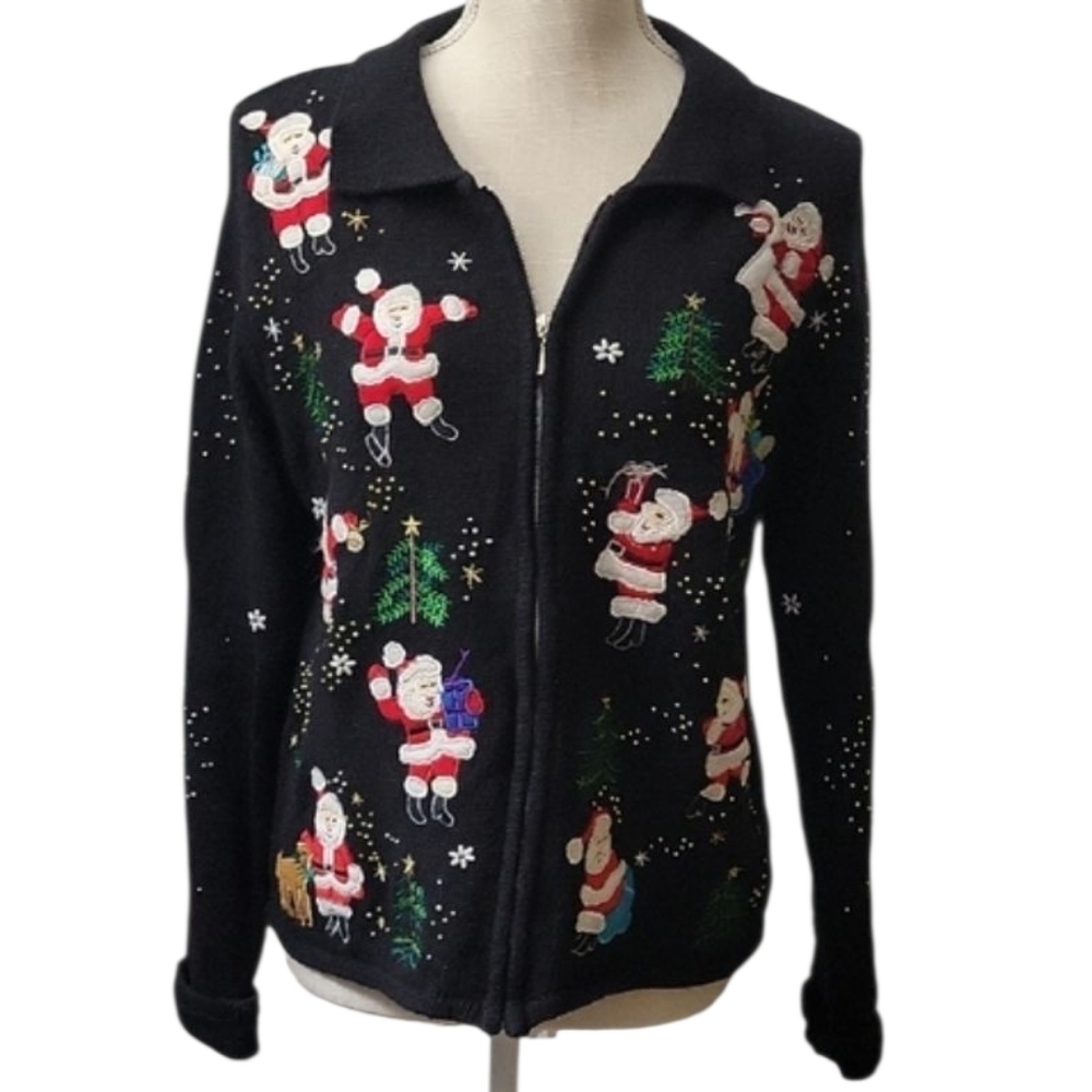 Vintage Segue Black Santa Sweater